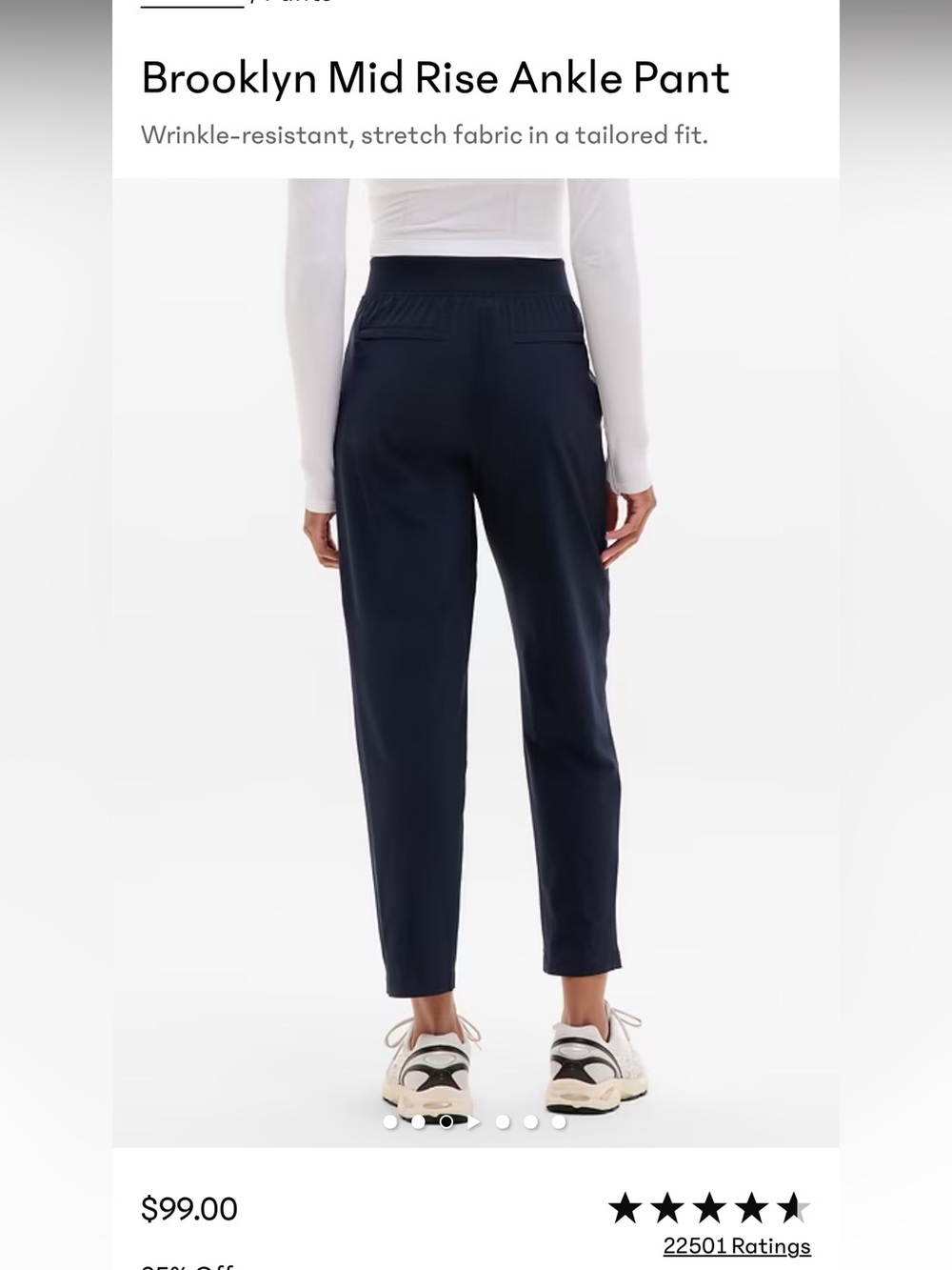 Like New Athleta Brooklyn Mid Rise Ankle Pant - Black - Picture 2 of 11